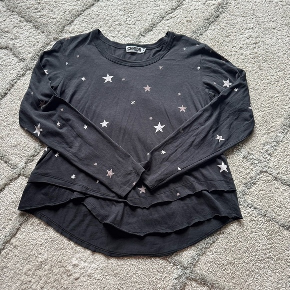 CHRLDR Star Print top Long Sleeve Tee pima cotton star print medium - Picture 1 of 8